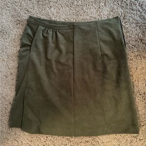 Anthropologie Olive Green Faux Suede Skirt